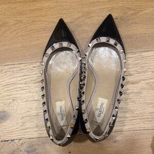 Valentino Black and Cream Studded Heels